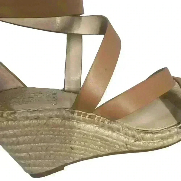 Vince Camuto Mesteria Espadrille Wedge Sandal Size 8.5 Tan Leather Strap Casual - Picture 14 of 14